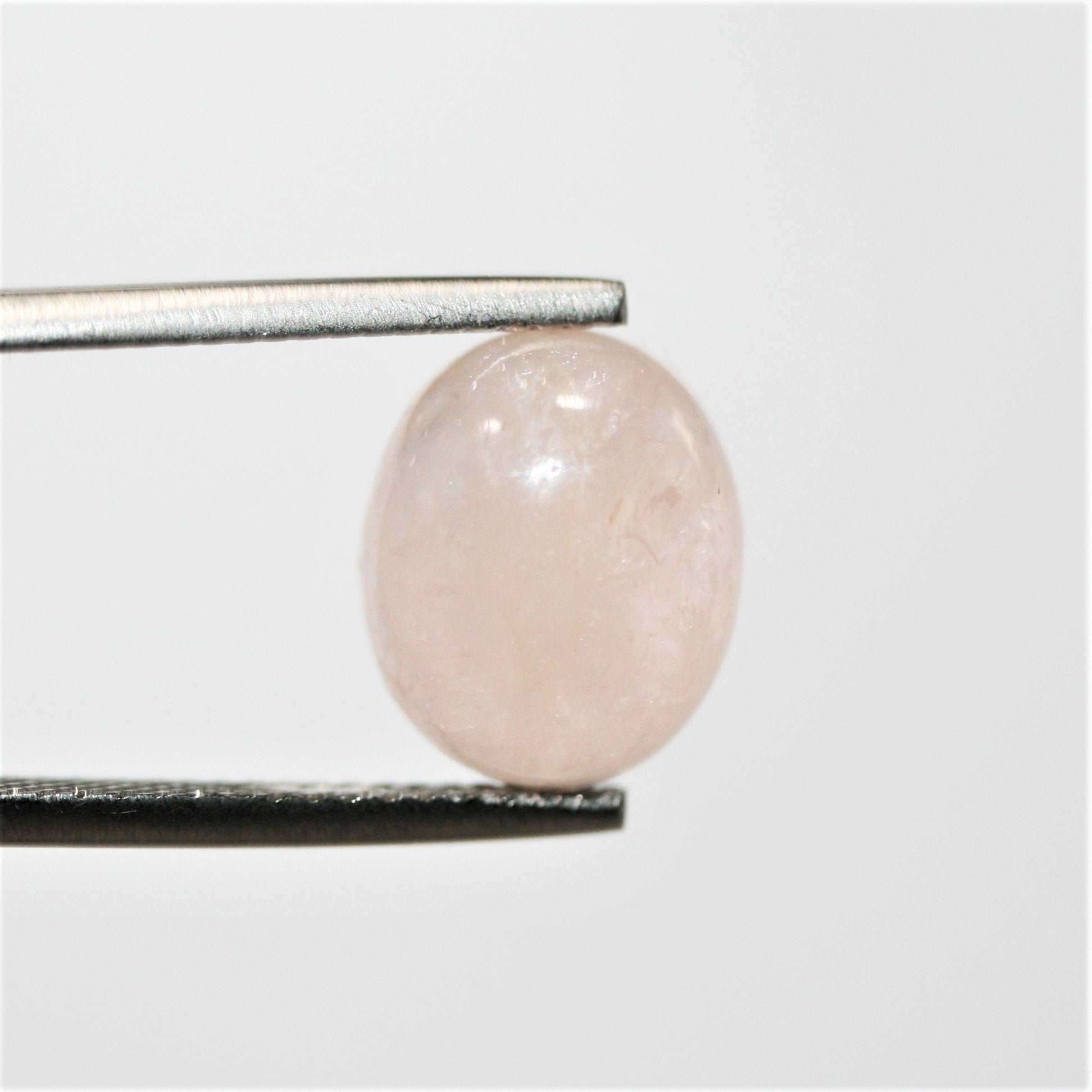 6 cabochons ovales lisses en morganite, 12 x 10 mm.