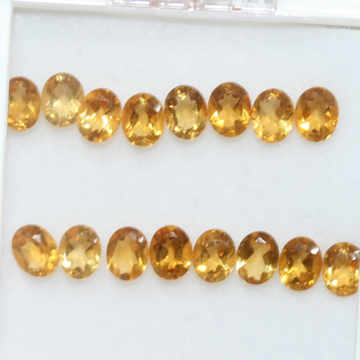 Lote de 16 piezas de citrino facetado ovalado de 5 x 4 mm. (16 piezas).