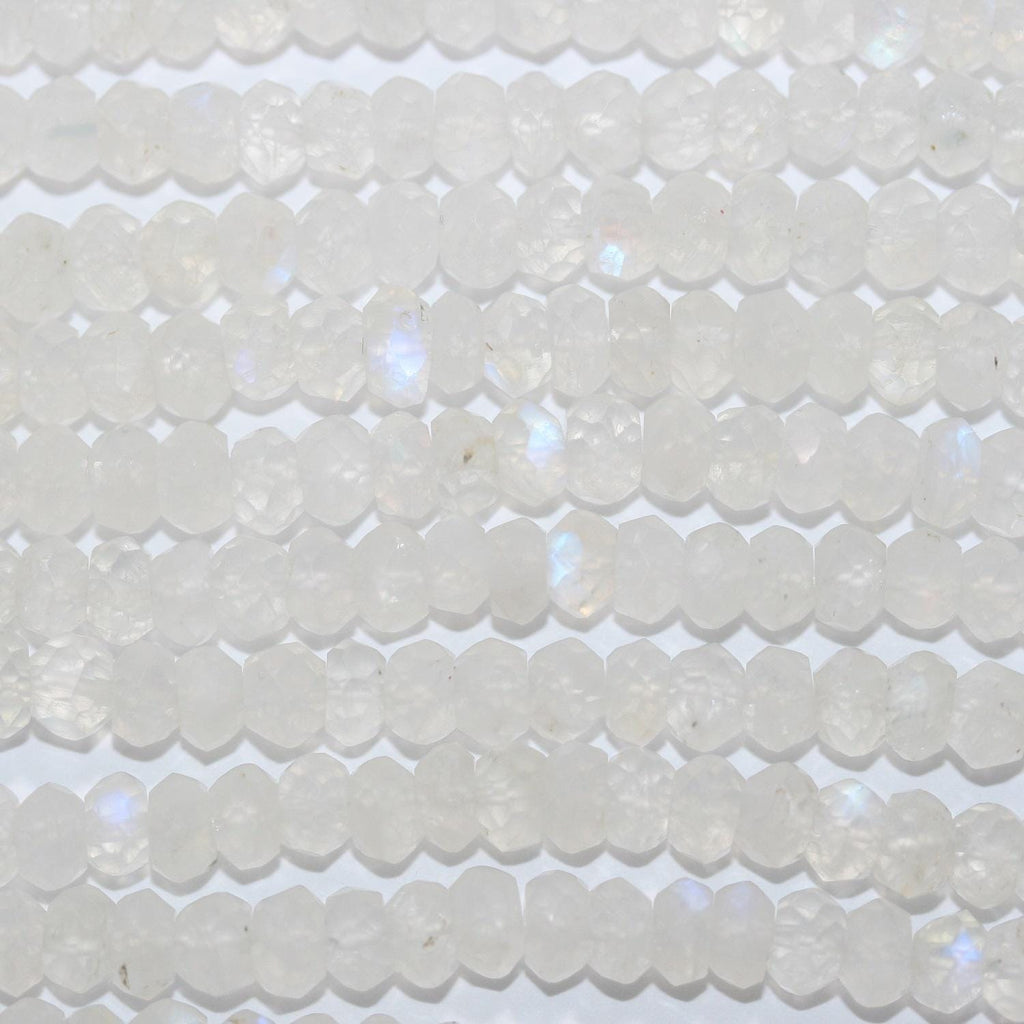 13" St Moonstone Faceted Rondelle Beads 6x3mm.-Strand 33cm