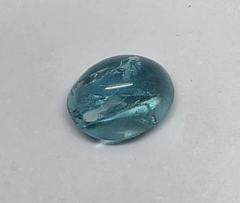 1 Pc Natural Apatite Oval Cabochon 8.5x6.8mm. (2.22ct.) - Paraiba Color - Natural Untreated Stone- Rare Color Blue Green Apatite