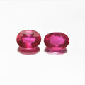 Lote de 2 Rubíes Ovalados Facetados de 8x6mm - Tratamiento Relleno de Vidrio