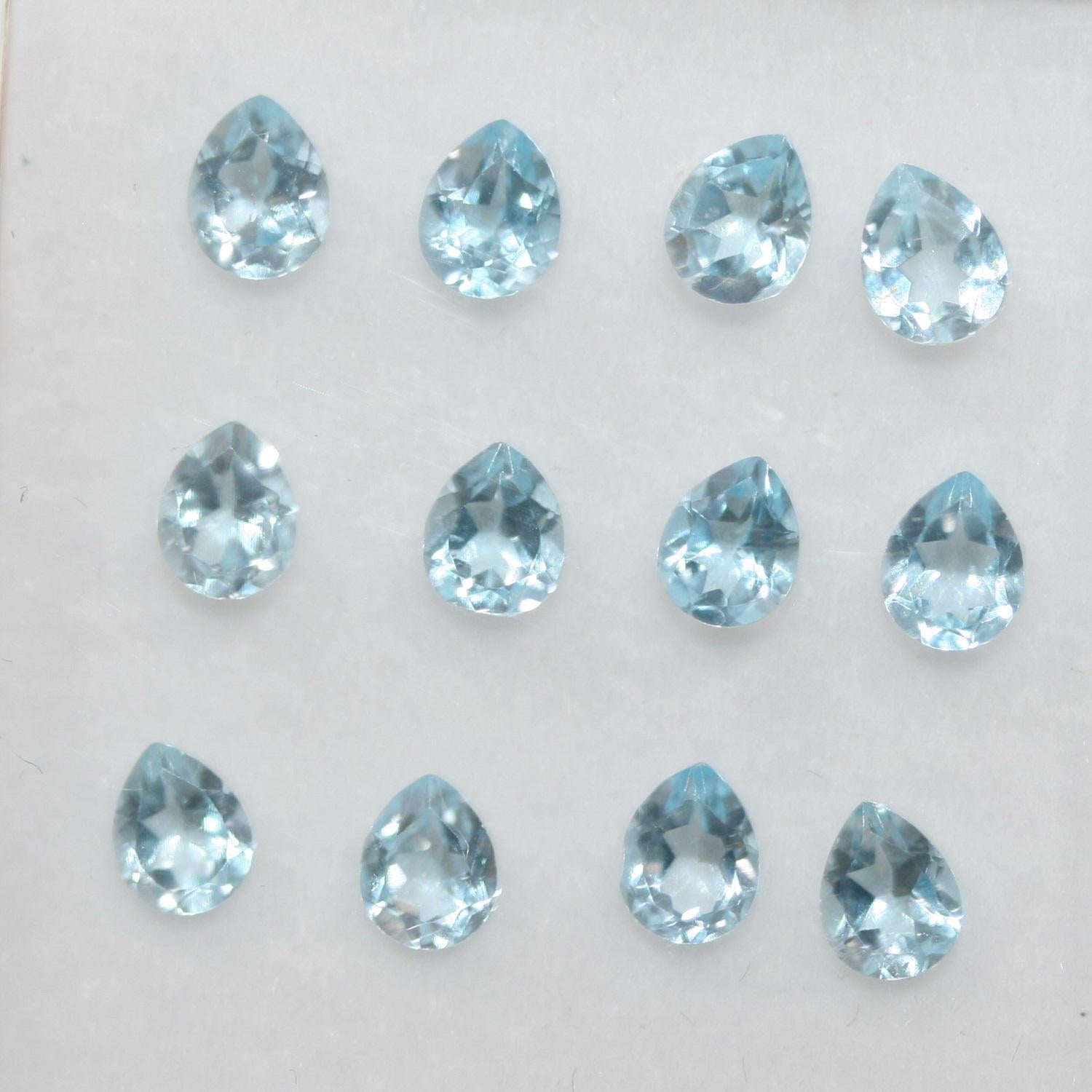 12Pcs Lot Sky Topaz Drop Faceted 5x4mm (12 pcs).