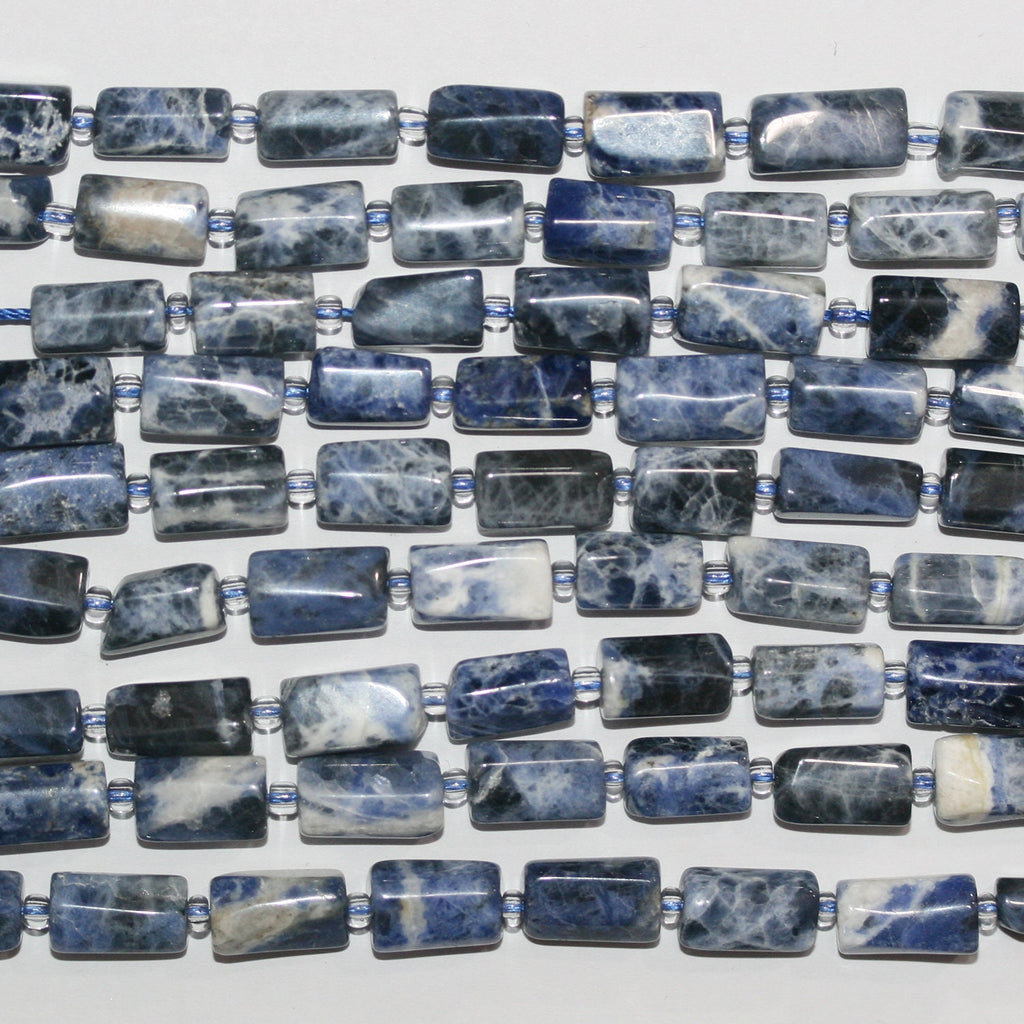 Cuentas de barril lisas de sodalita de 16", 12 x 6 mm. Aprox. - Hilo de 40 cm.