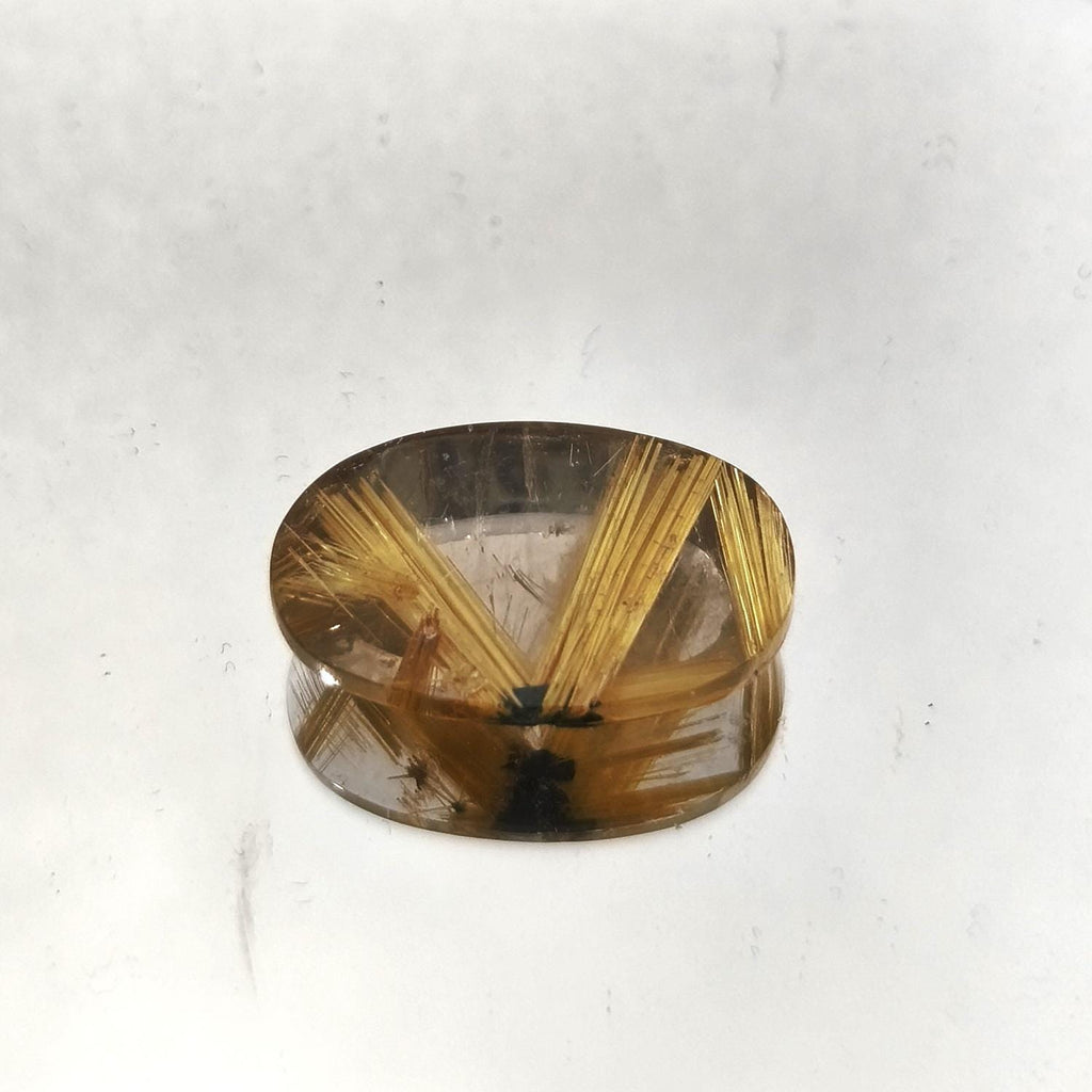 Golden rutilated oval quartz cabochon with fancy rutile. 21.7x13.3mm.12.62ct Lots Of Beautiful Inclusions-Healing Power Quartz-Mother Nature
