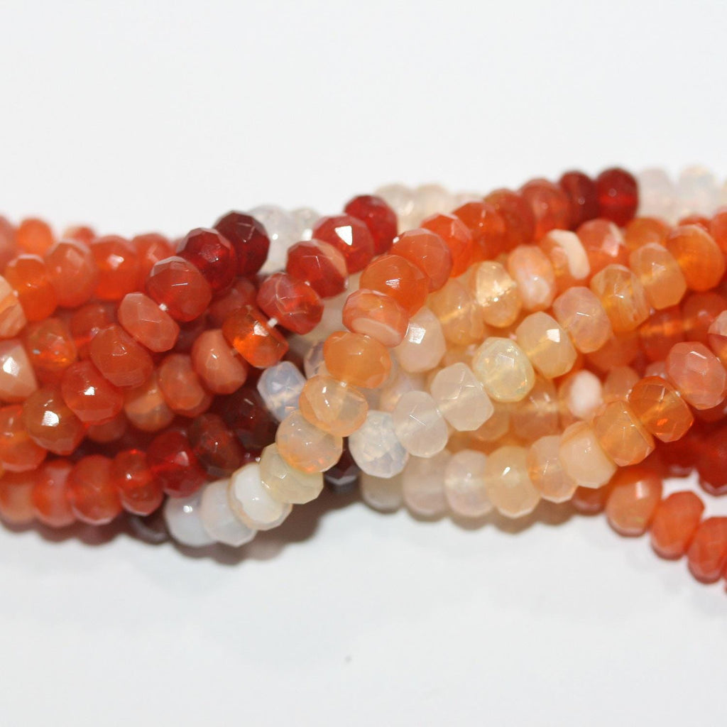 Cuentas redondas facetadas de ópalo de fuego mexicano de 45,7 cm (5,5 x 3,5 mm) - Aprox. - Hilo de 42 cm