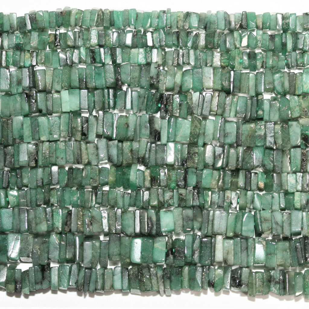 16" Cuentas cuadradas planas lisas de esmeralda Santa 5x2 mm. - Hilo 40 cm.