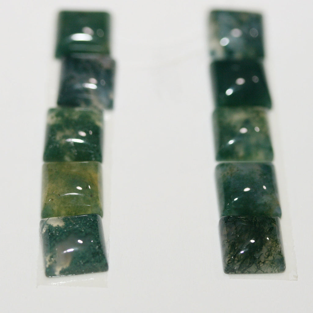 10Pcs Lot Moss Agate Smooth Square Cabochon 8mm (10 pcs)