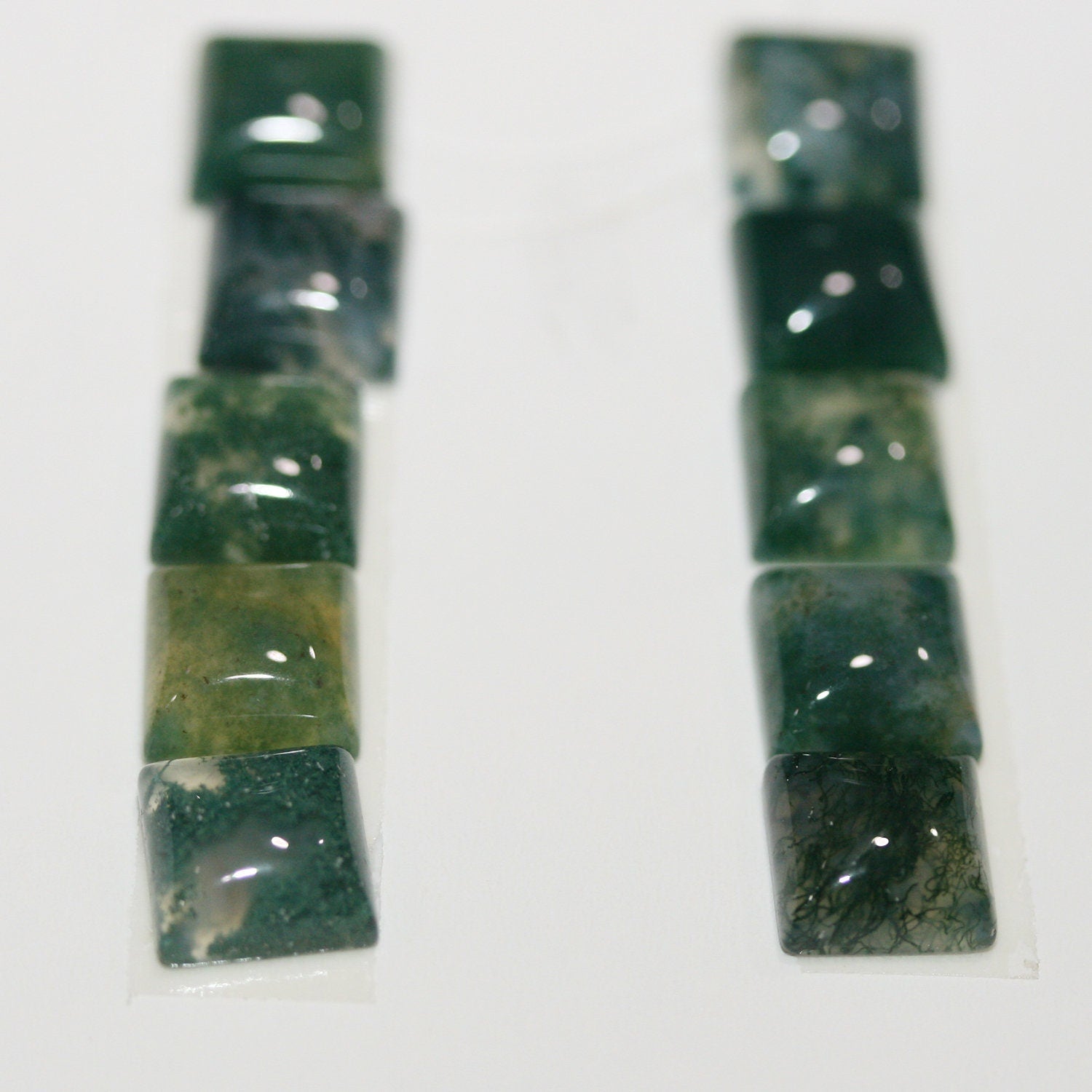 10Pcs Lot Moss Agate Smooth Square Cabochon 8mm (10 pcs)