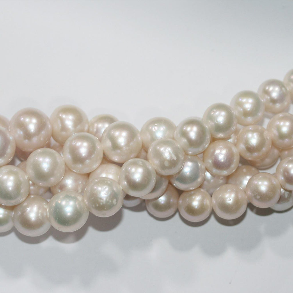 Perles rondes d'eau douce dégradées de 12 à 15 mm, 40 cm de long. Collier de 40 cm. Perles naturelles à prix de gros.