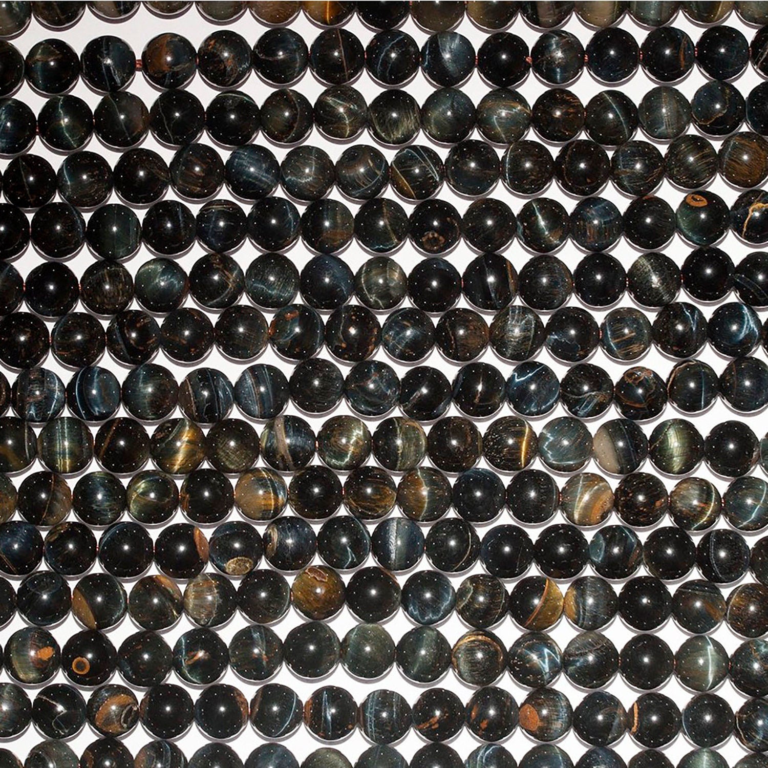 Cuentas redondas lisas de ojo de halcón de 16" de 8 mm - Hilo 40