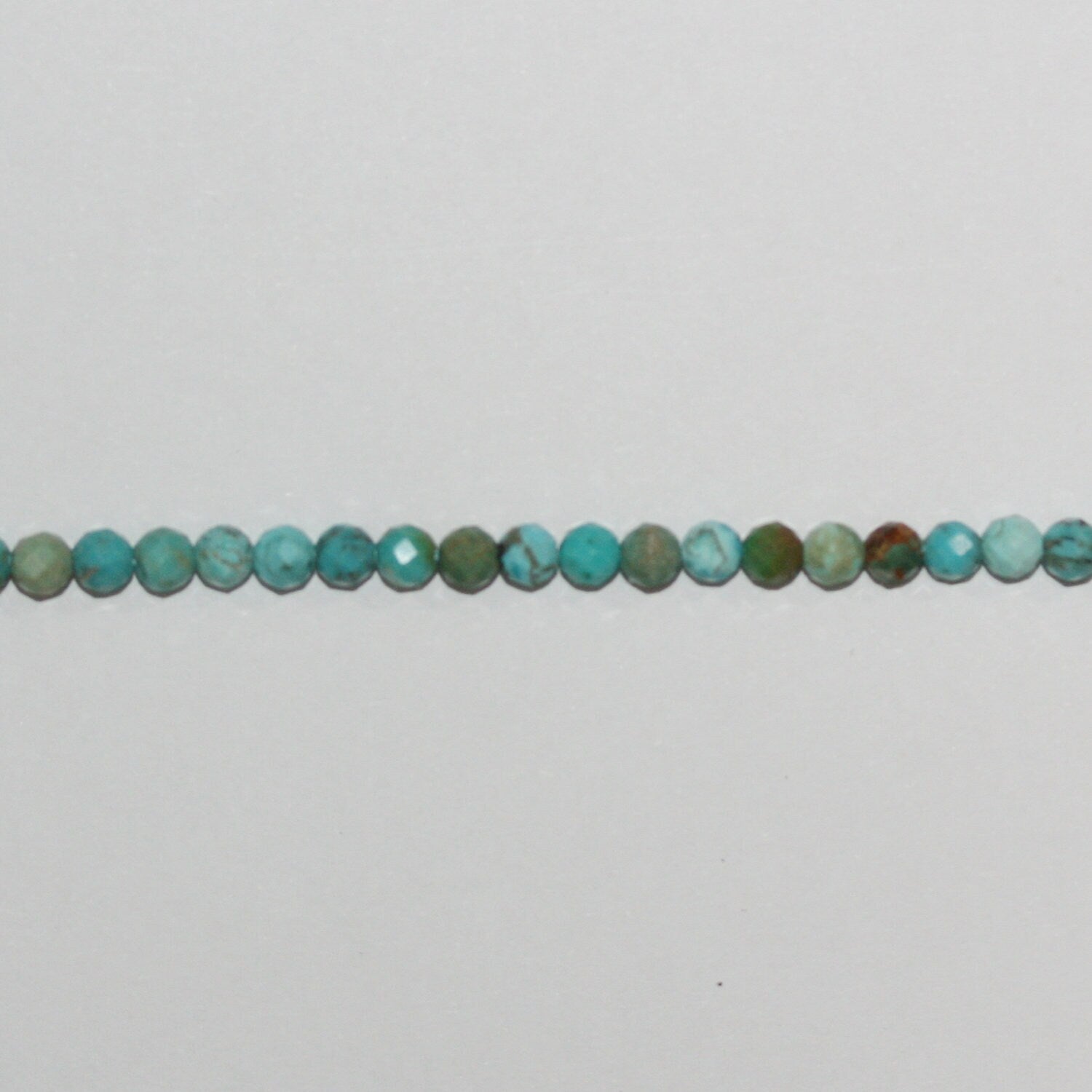 15" Perles rondes à facettes en turquoise St 3,5 mm.-Rig. 39 cm.