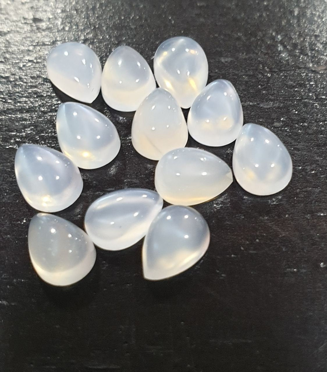 12 Pcs Lot White Moonstone Pear Cabochon 7x5mm. (12 pcs.)