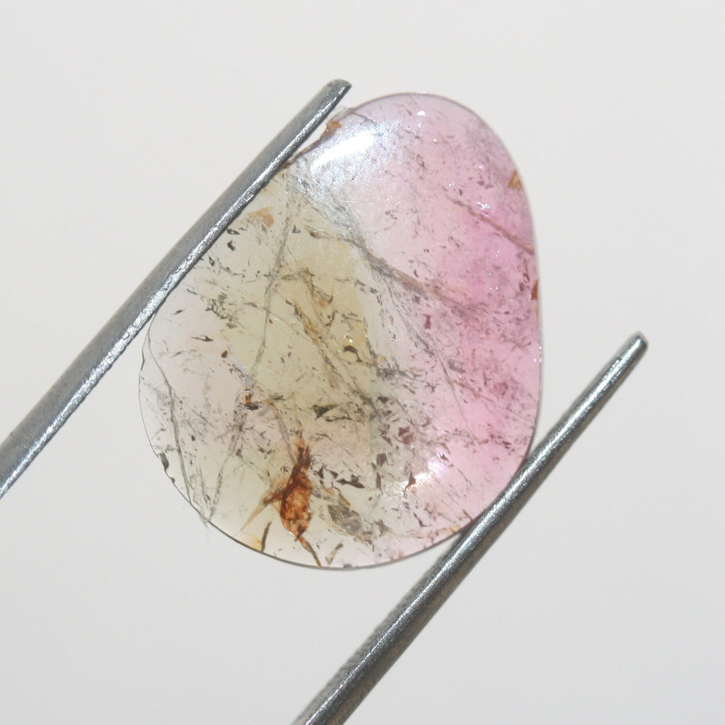 Watermelon Tourmaline Oval Flat Cabochon 19x15mm.(4.3ct.)