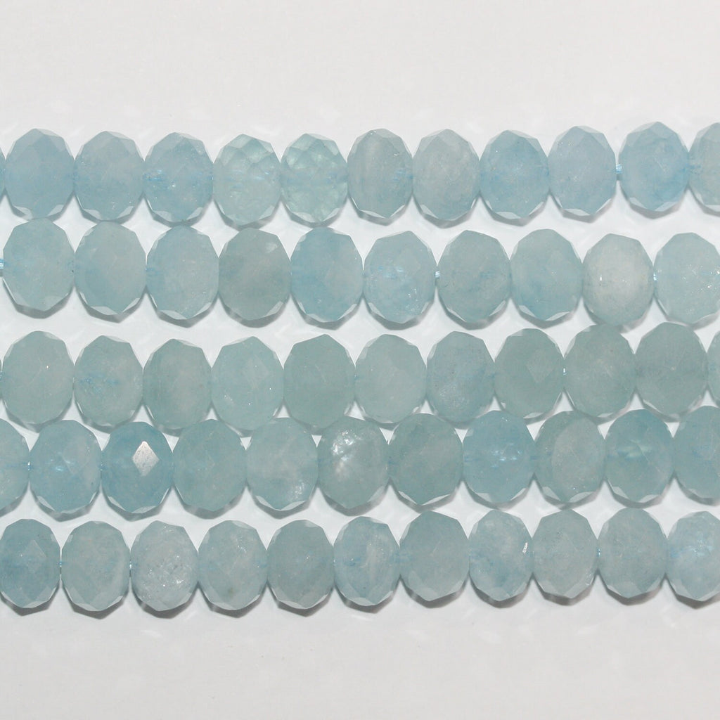 Perles rondelles à facettes en aigue-marine de 15 pouces, 10 x 7 mm. - Fil de 39 cm.