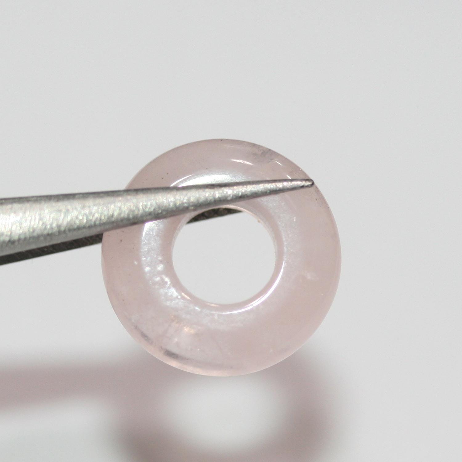 Pendentif créole lisse en quartz rose 14 mm (10 pièces)