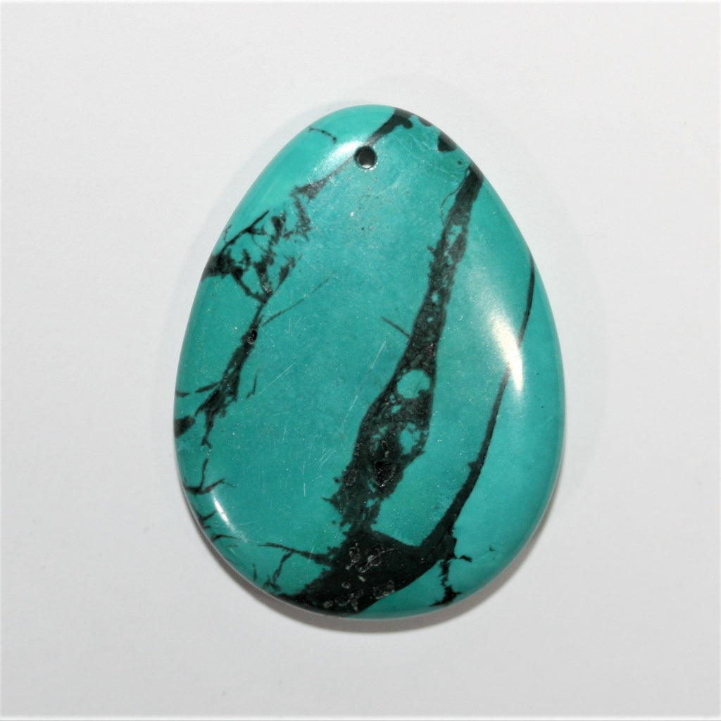 1 Pc Smooth Oval Turquoise Pendant 40x30mm. approx. - 1 Piece