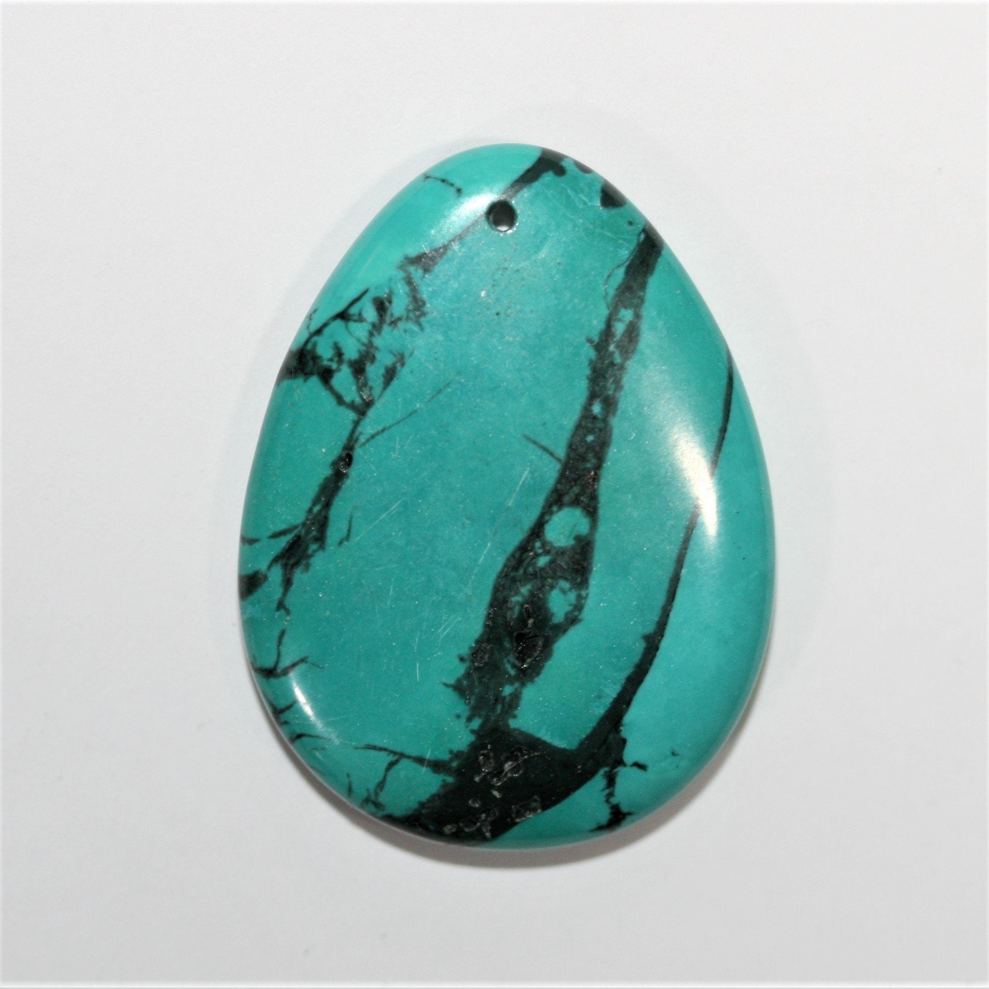 1 Pc Smooth Oval Turquoise Pendant 40x30mm. approx. - 1 Piece