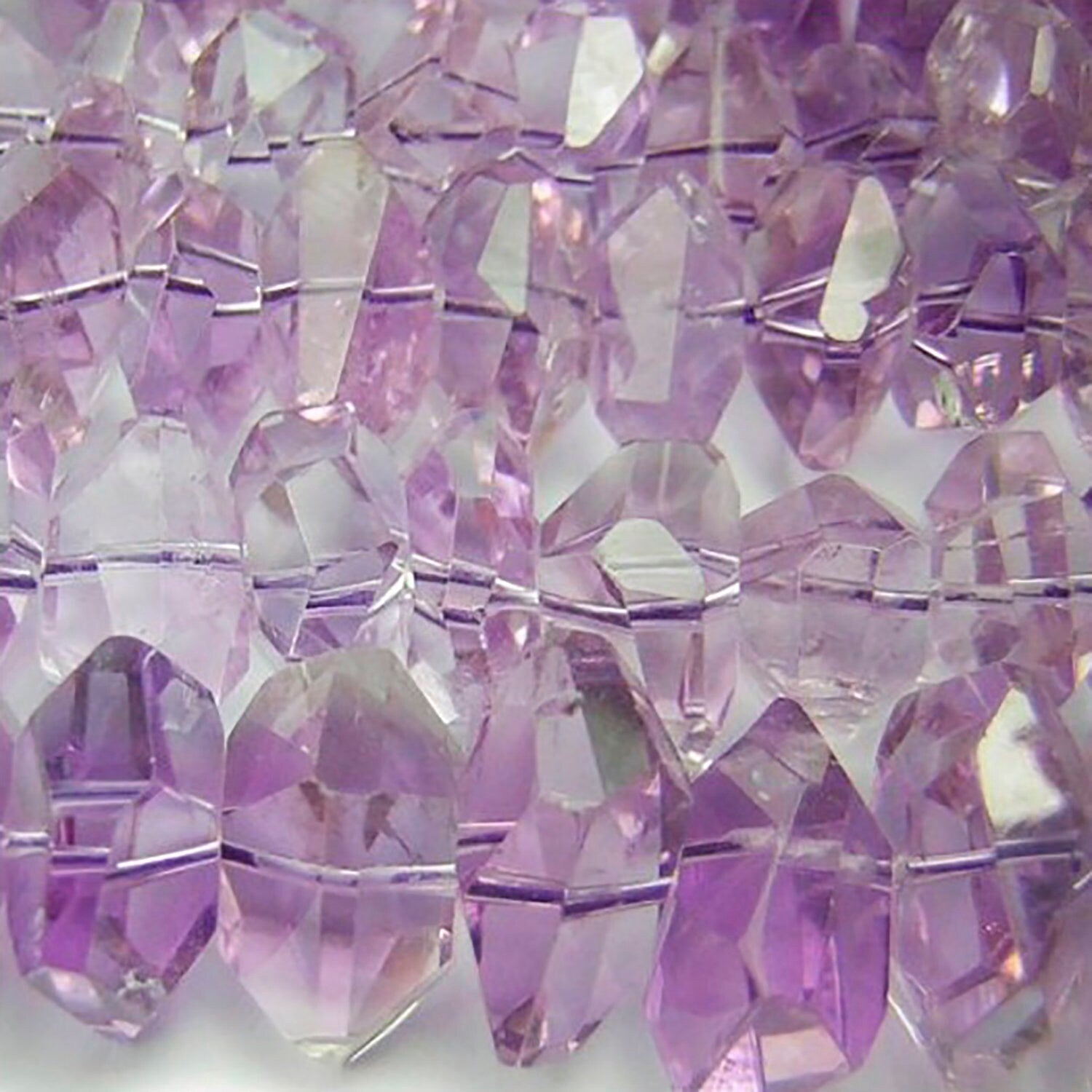 Cuentas de amatista facetadas de 40 cm (16"), 14 x 10 mm (aprox. - Hilo de 40 cm)