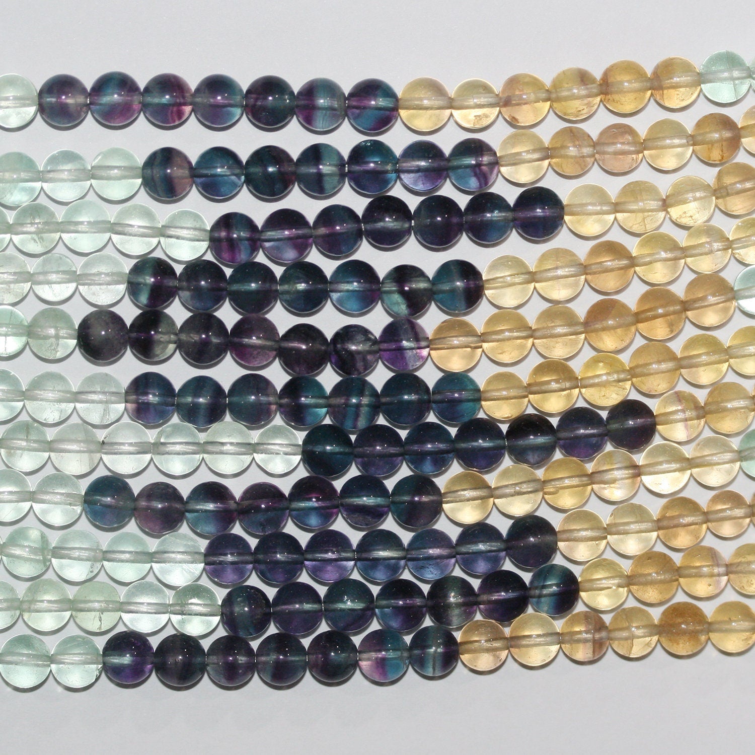 Perles rondes lisses en fluorite St, 15 pouces, 6 mm - Fil de 39 cm