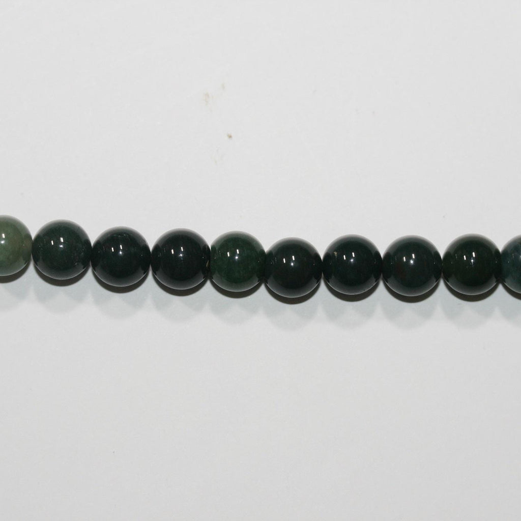 14" St Moss Agate Smooth Round Beads 8-8.5mm.-Strand 38cm.
