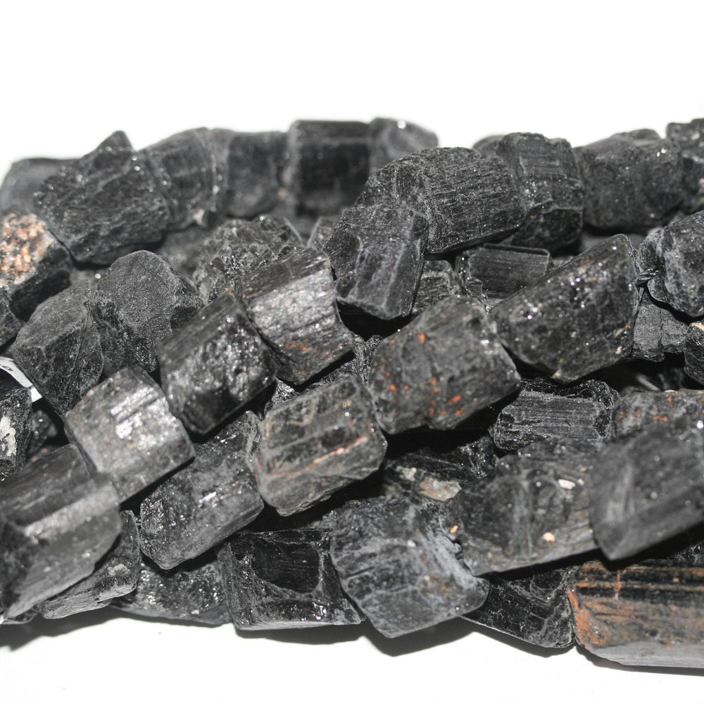 Cuentas de turmalina negra sin pulir de 16", 18 x 14 mm. Aprox. - Hilo de 40 cm.
