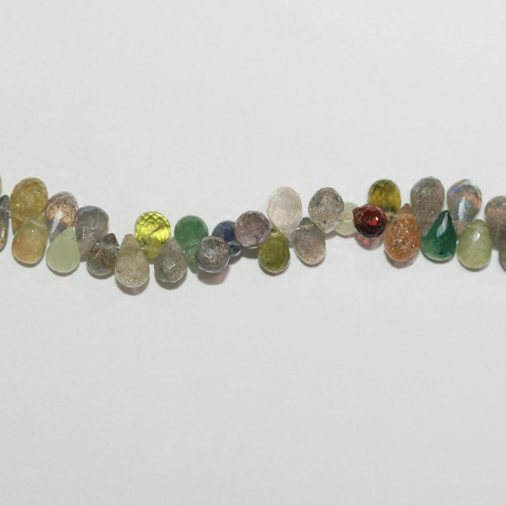 Cuentas facetadas multipiedra de 18 cm (7"), 12 x 6 mm (aprox. - Hilo de 20 cm)