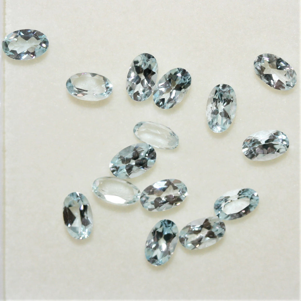 Lote de 15 Aguamarinas Ovaladas Facetadas de 5x3 mm. (15 Piezas)
