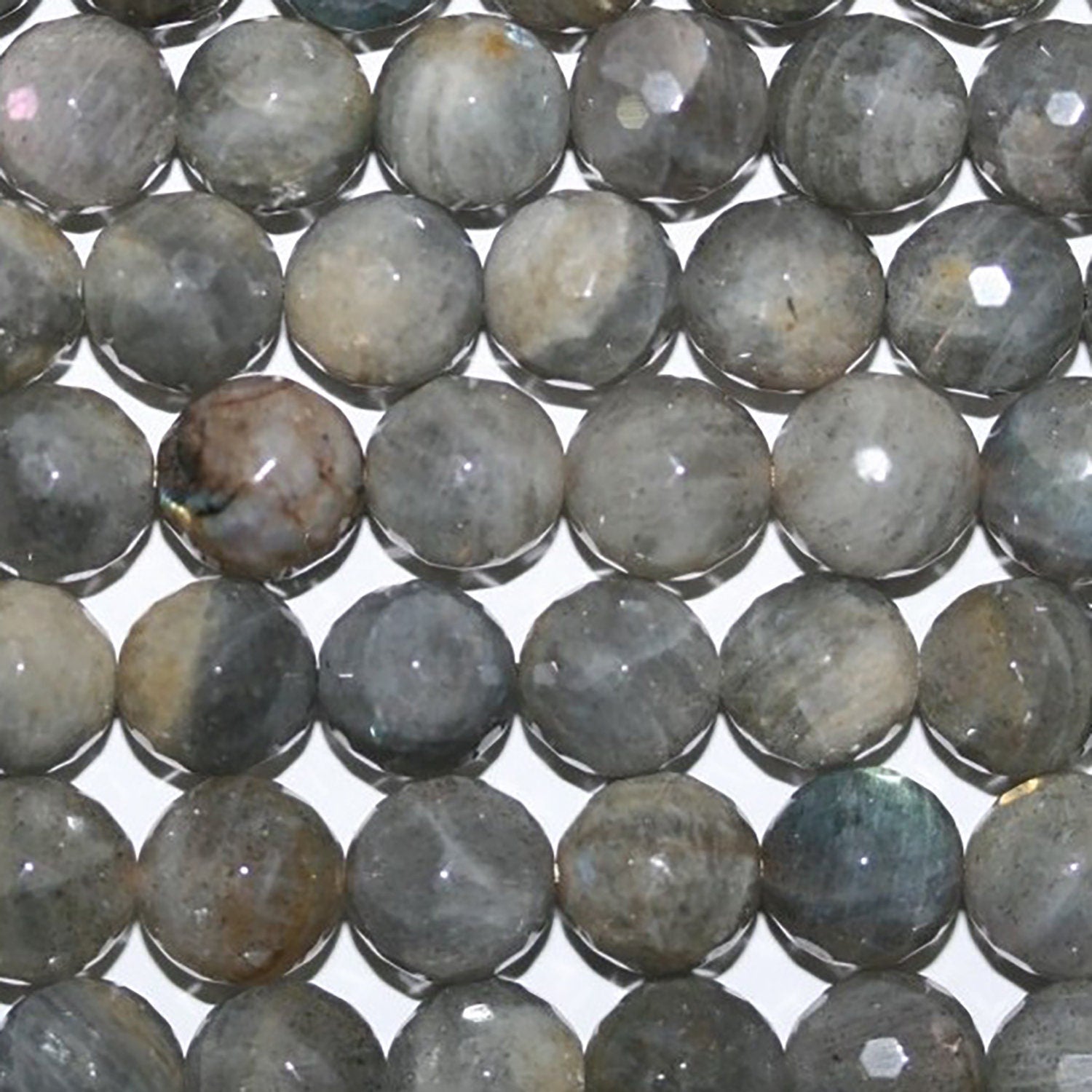 Cuentas redondas facetadas de labradorita de 16" (11-12 mm) - Hilo de 40 cm