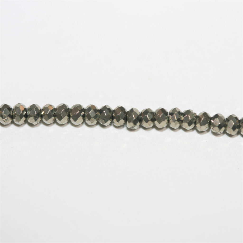 12" St Natural Pyrite Faceted Rondelle Beads 2x1mm.- Strand 32cm.