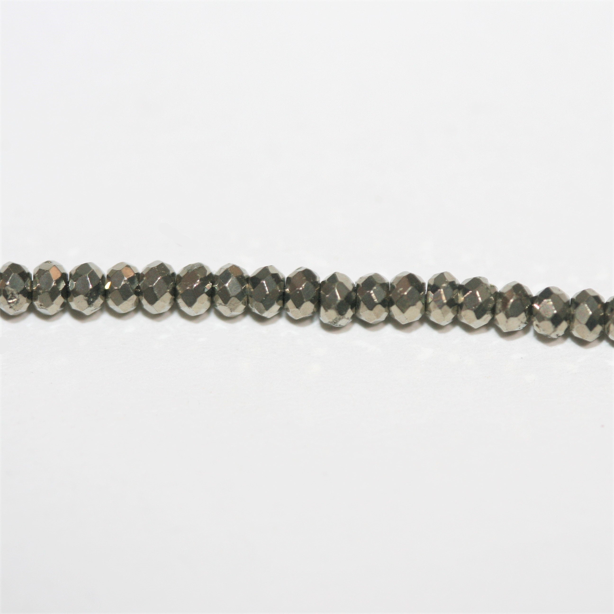 12" St Natural Pyrite Faceted Rondelle Beads 2x1mm.- Strand 32cm.