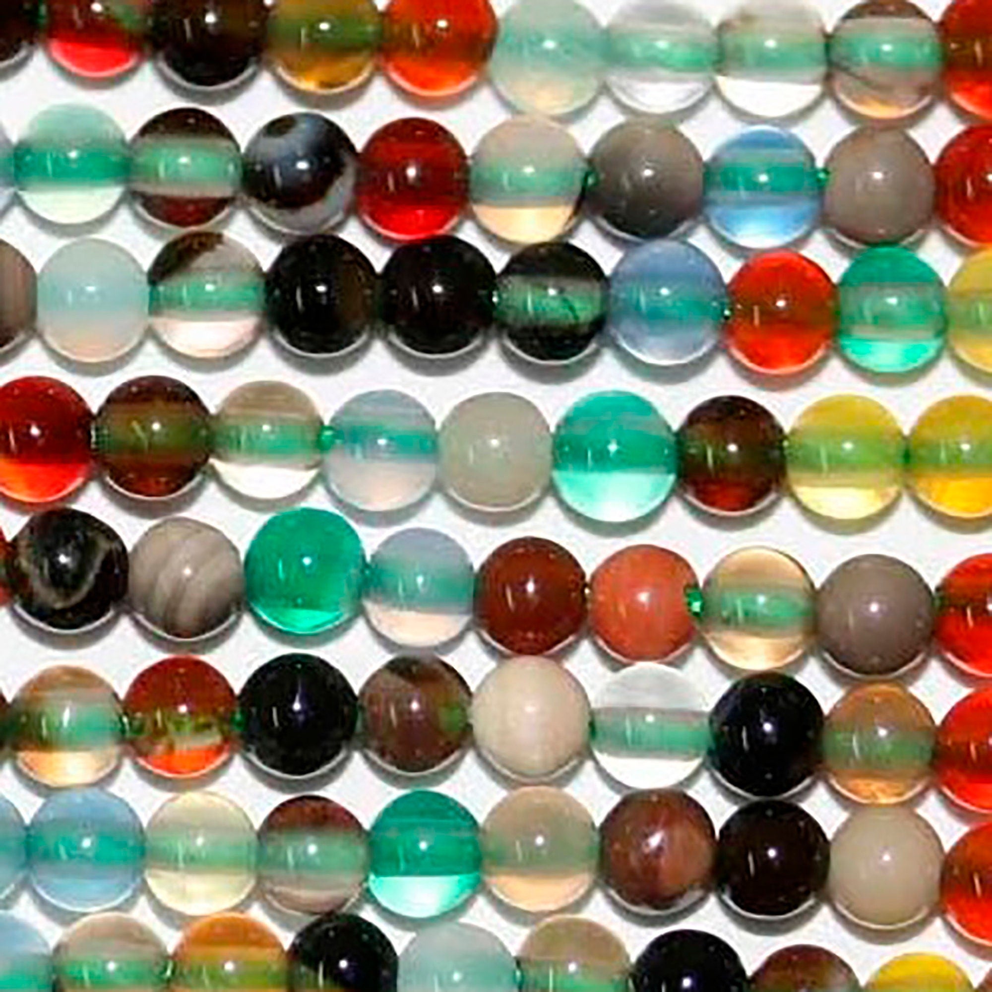Cuentas redondas de ágata multicolor de 16" (2 mm) - Hilo de 40 cm