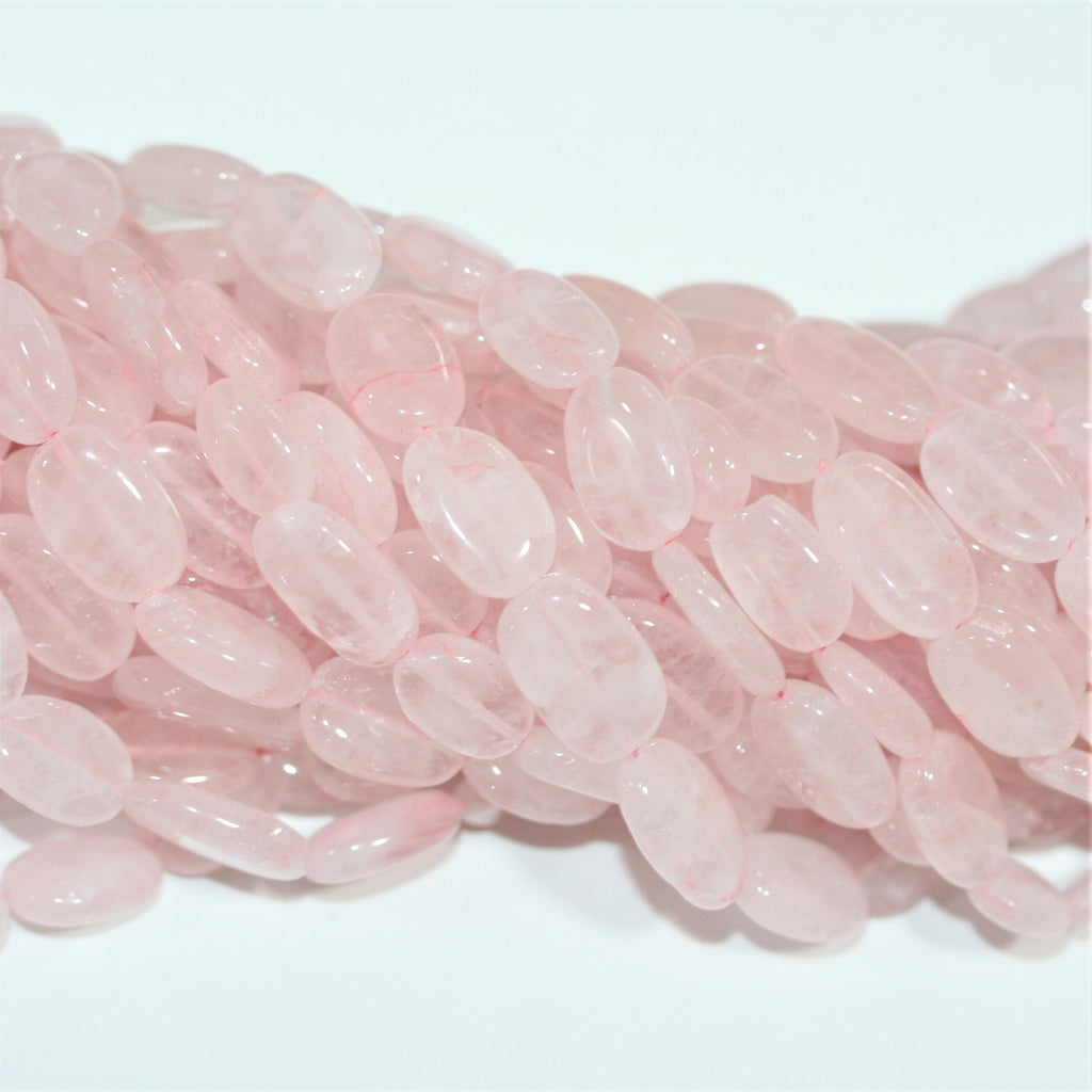13" St Rose Quartz Smooth Oval Beads 14x9mm. Approx.- Strand 33cm.