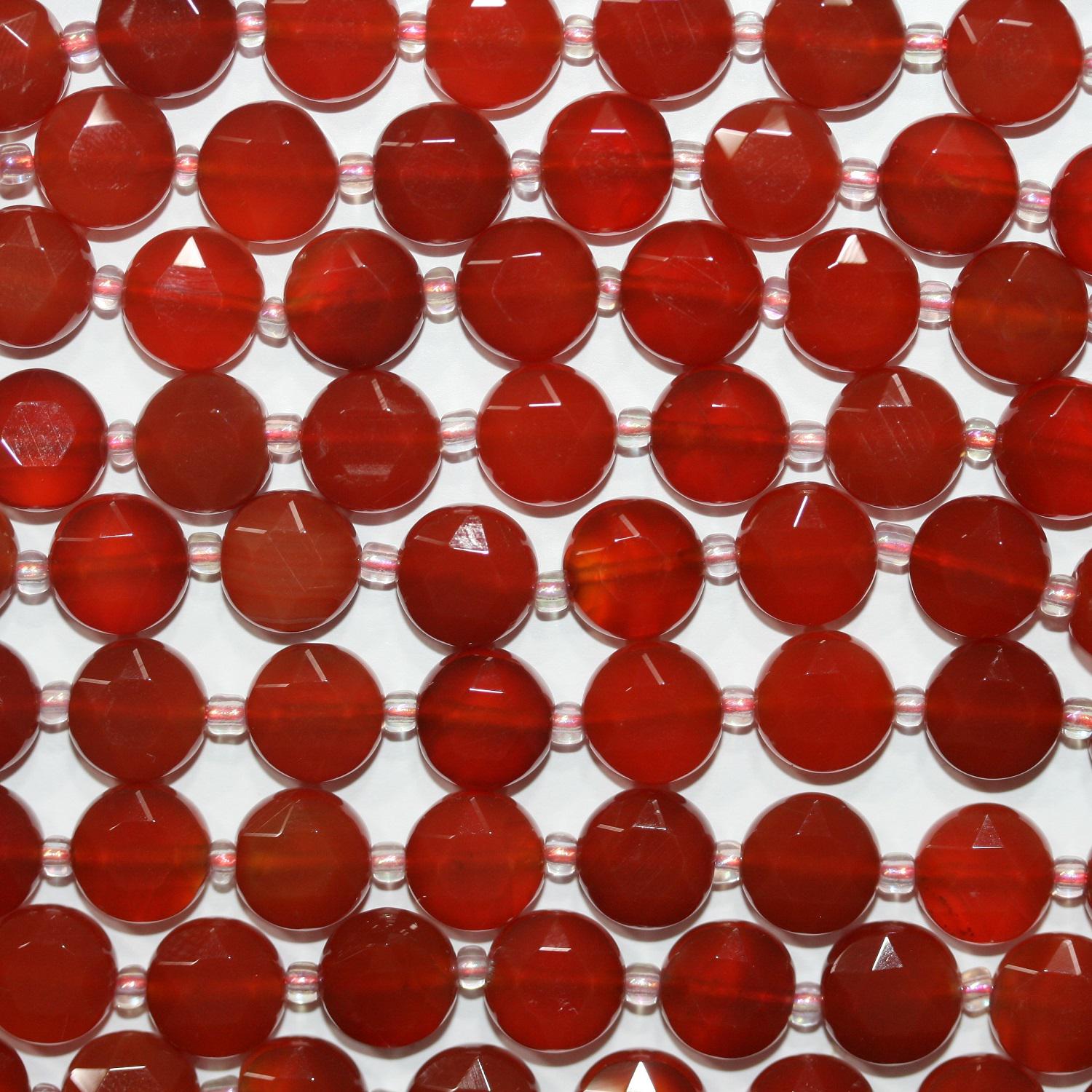 Perles de pierre facettées en cornaline de 15 pouces, 10 mm - Fil de 38 cm.