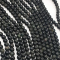 15" Perles rondes lisses en obsidienne St 6 mm.-Rig 39 cm.