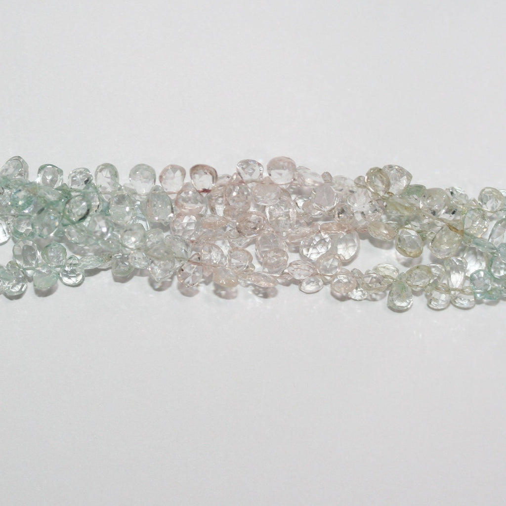 Perles en multibéryl facettées de 23 cm (9 pouces), 6 x 4 mm environ - Longueur du fil : 22 cm