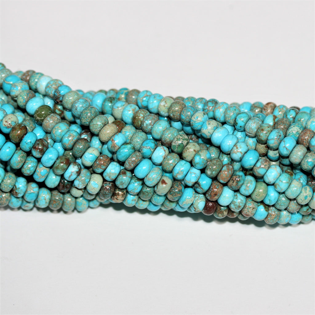 Cuentas redondas lisas de turquesa St. de 16" de 6 x 4 mm - Hilo de 41 cm.