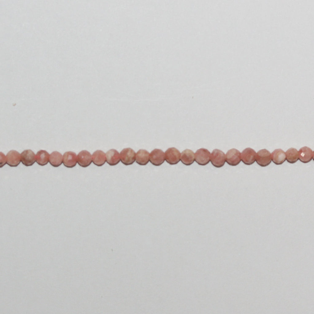 Perles rondes à facettes en rhodochrosite naturelle, 3 mm, 15 pouces (38 cm). Fil de 39 cm.