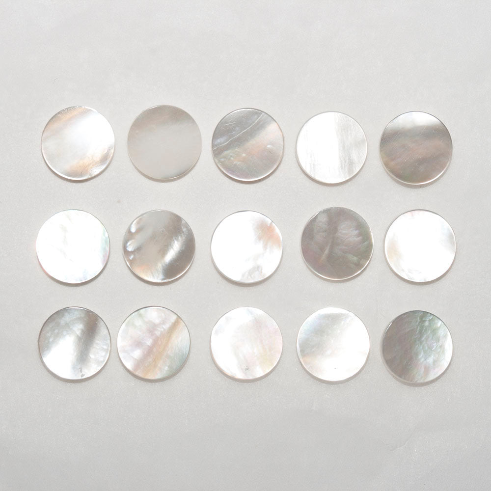 Lote de 15 cabujones planos redondos MOP de 8 mm (15 piezas)