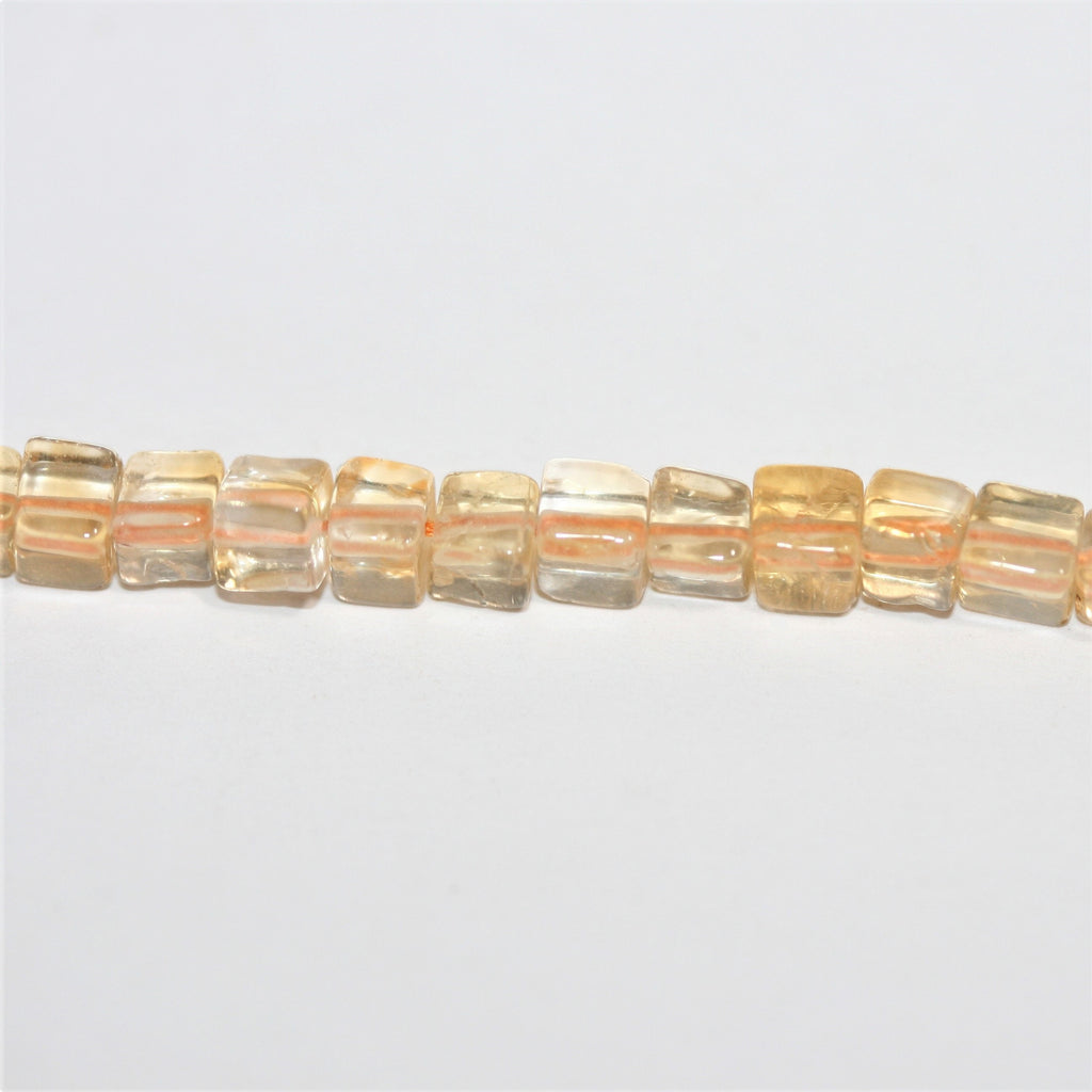 16" Cuentas de Cubo Liso de Citrino San 4mm.- Hilo 40cm.