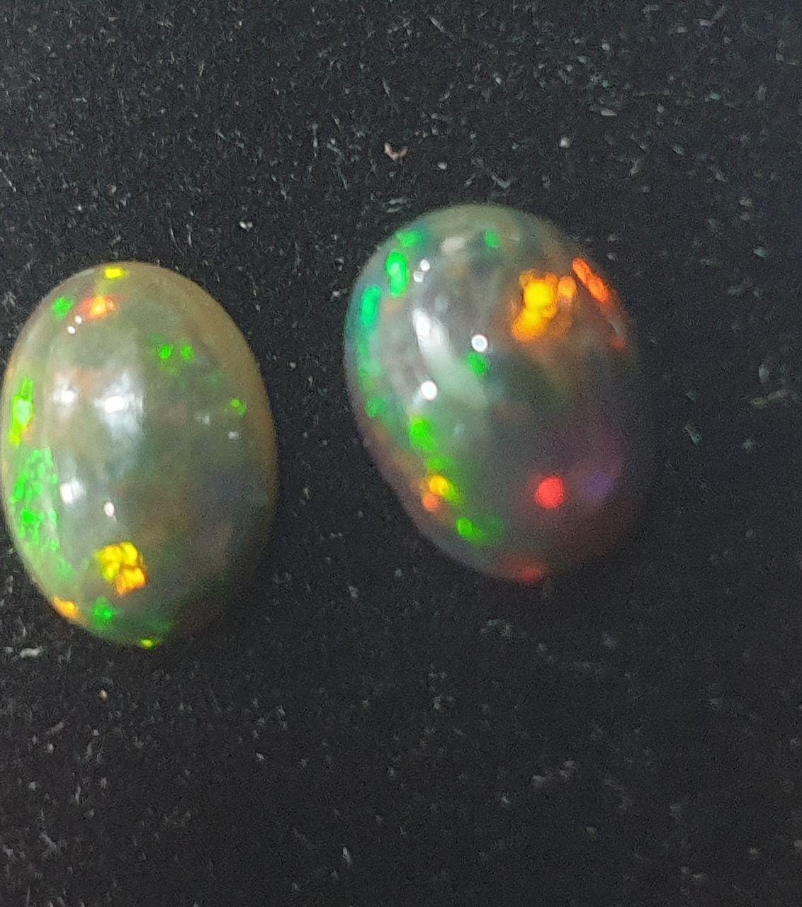 1 Pair Ethiopian Black Opal Lot Oval Cabochon 8x6mm. (2 pcs)  -Gemstone Parcels-Loose Stones Wholesale Price