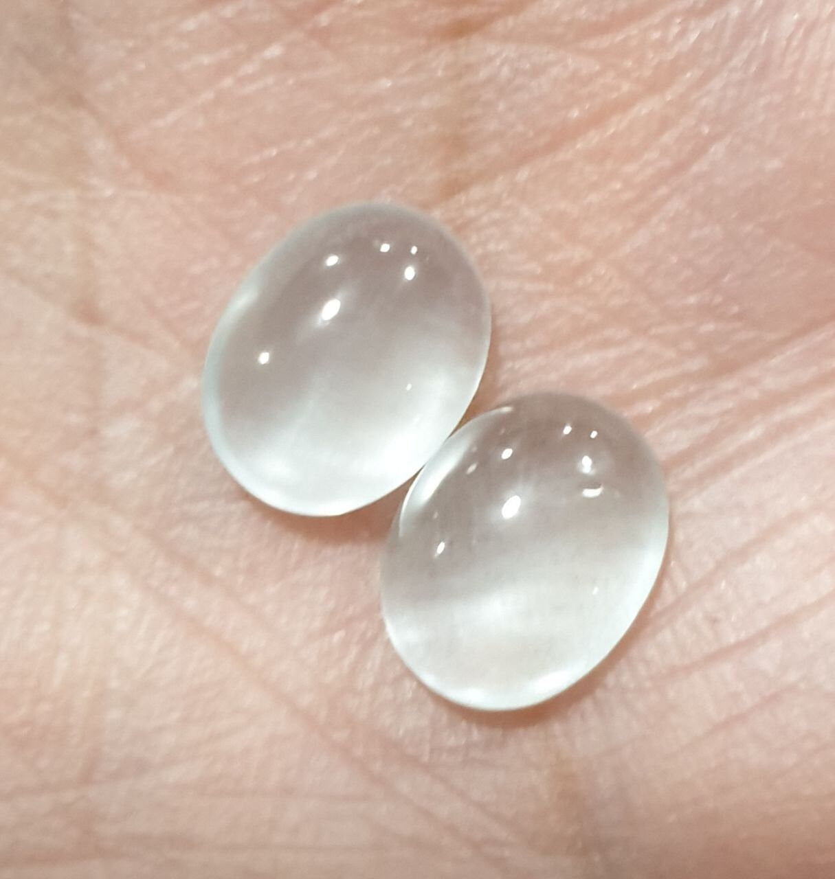 1 Pair Aquamarine Oval Cabochon 9x7mm- Natural Gemstone- Untreated Gem- Jewelry Suppliers- DIY- Cats Eye Effect