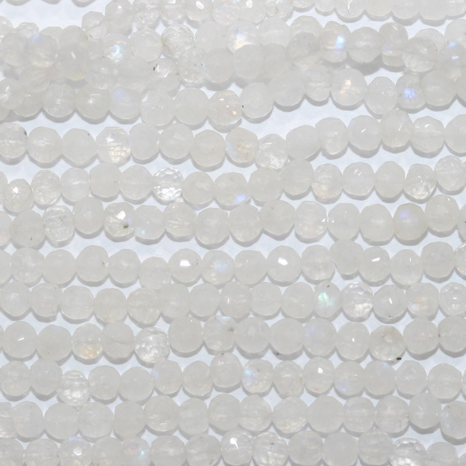 12" St Moonstone Faceted Round Beads 4mm.-Strand 33cm.-Item.9574