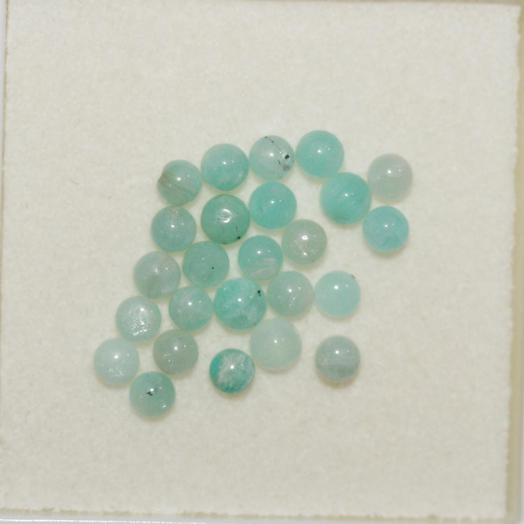 Lote de 25 cabujones redondos lisos de amazonita de 3 mm. (25 piezas)