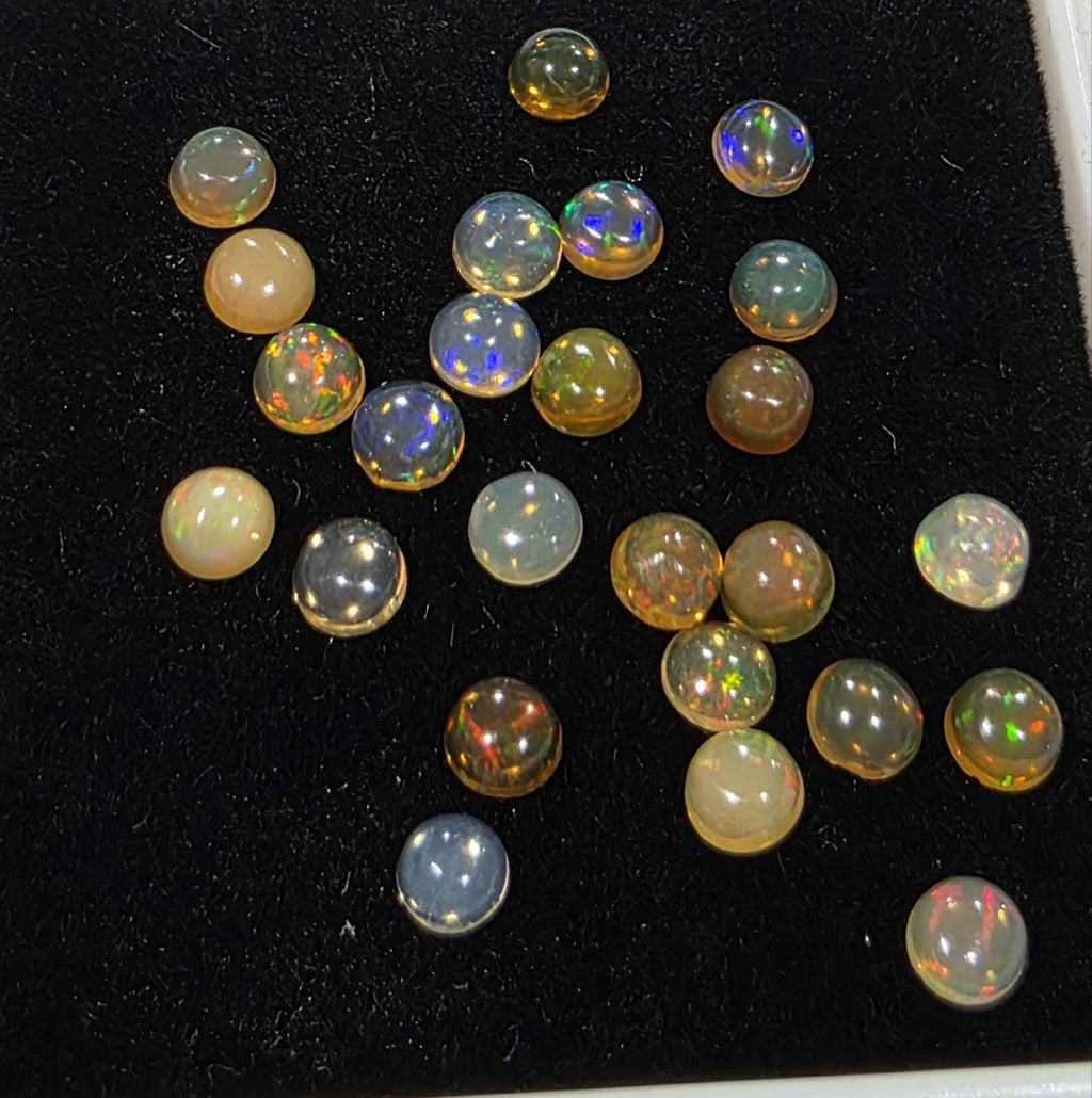 Ethiopian Opal Lot Round Cabochon 3mm. (25pcs)  -Gemstone Parcels-Loose Stones Wholesale Price