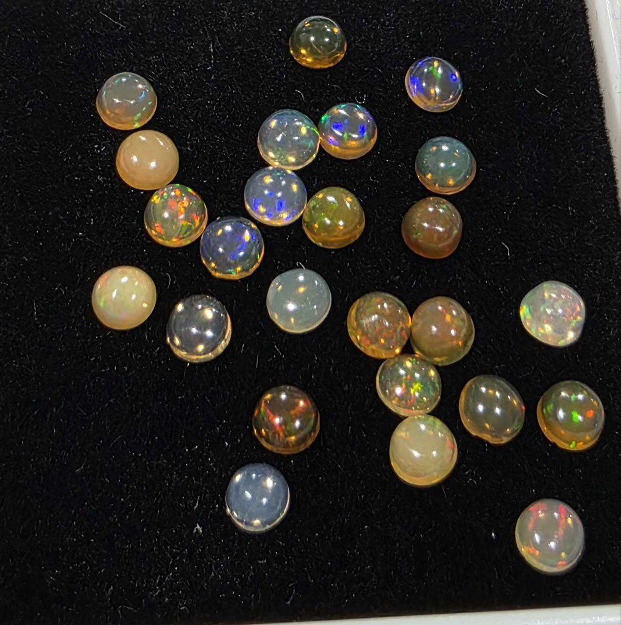 Ethiopian Opal Lot Round Cabochon 3mm. (25pcs)  -Gemstone Parcels-Loose Stones Wholesale Price