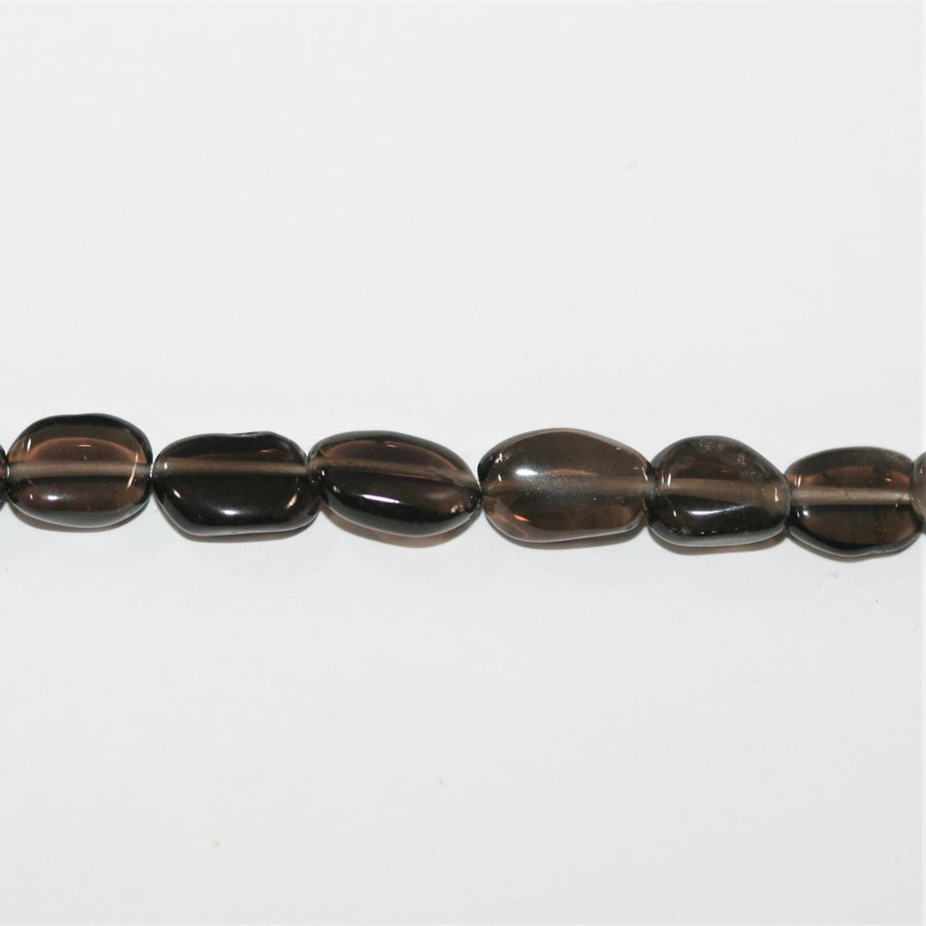 Perles ovales lisses en quartz fumé de 35,5 cm (14 pouces), 8 x 6 mm. Longueur approximative du fil : 36 cm.