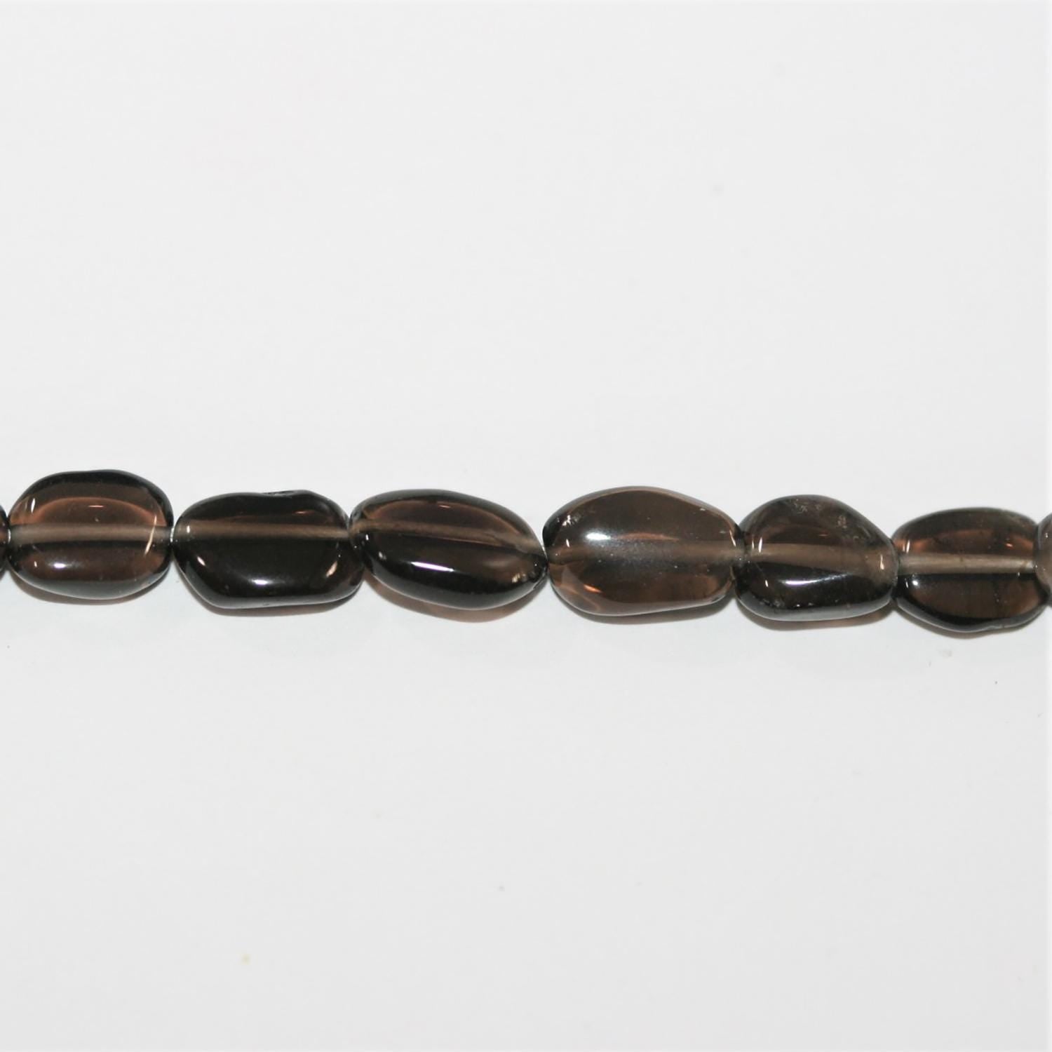 Perles ovales lisses en quartz fumé de 35,5 cm (14 pouces), 8 x 6 mm. Longueur approximative du fil : 36 cm.