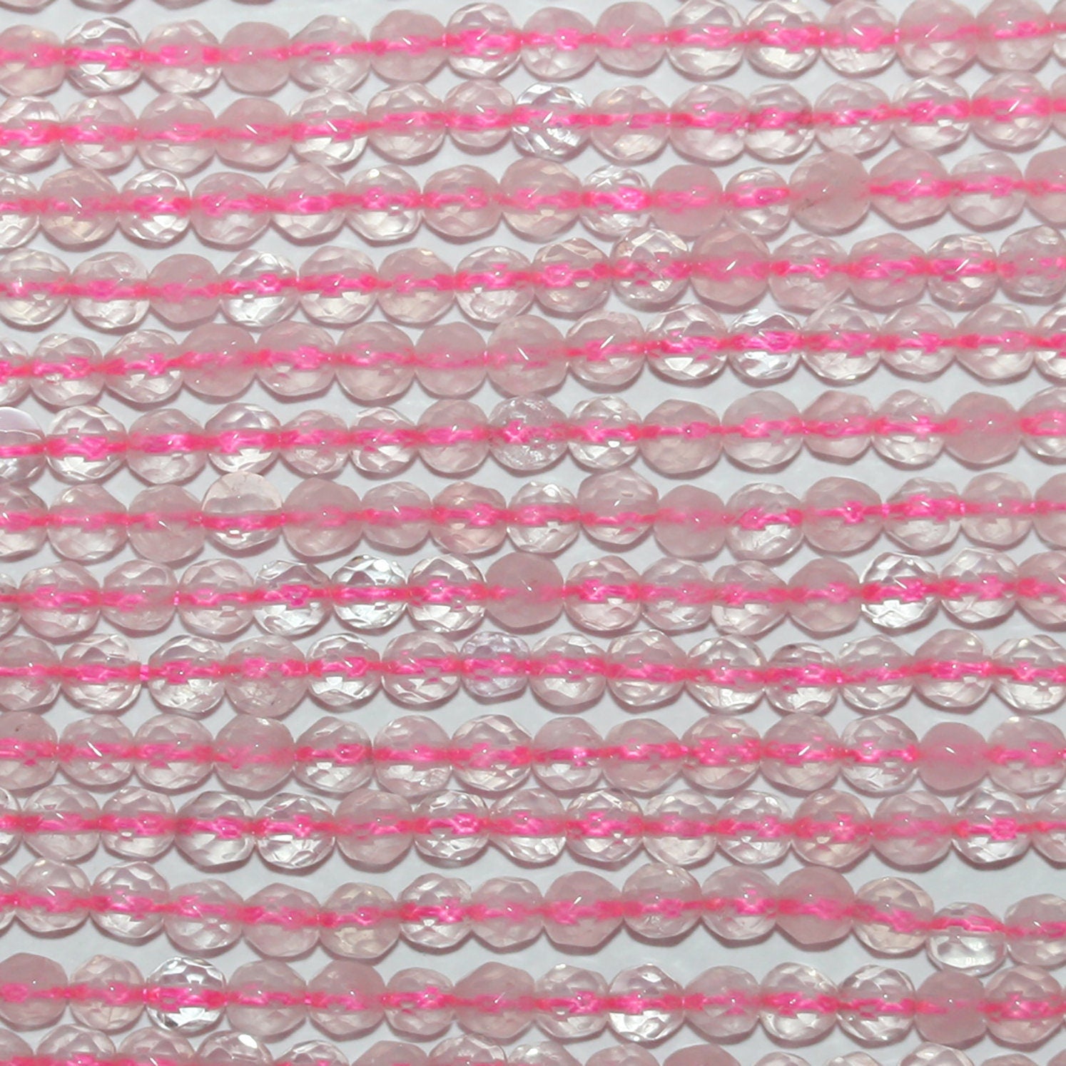 Perles rondes à facettes en quartz rose St, 15 pouces, 3 mm - Fil de 38 cm