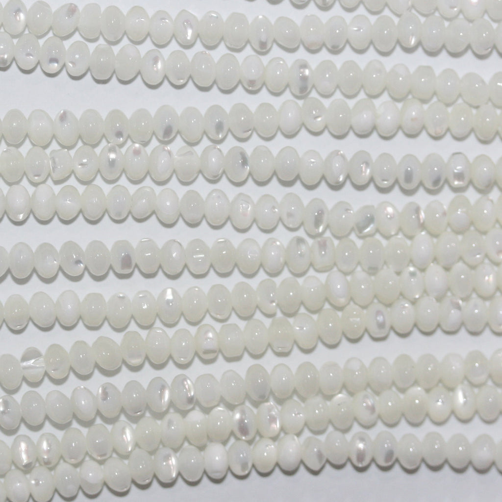 Cuentas redondas lisas St MOP de 16" (4 x 3 mm) - Hilo de 40 cm