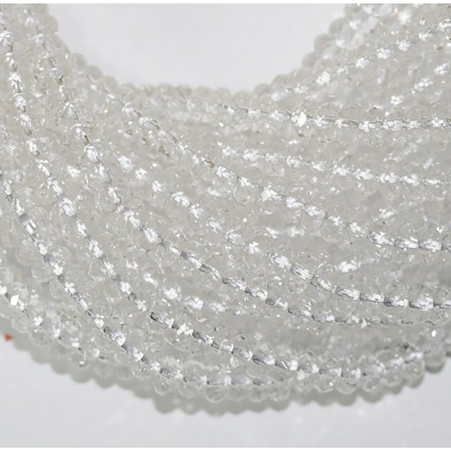 13" St Rock Crystal Quartz Faceted Rondelle Beads 4x3mm.-Strand 36cm